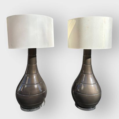 Important pair of three-light baluster lamps...