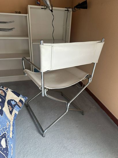 Chair made of chrome-plated tubing and white...