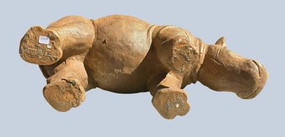 Resin or fiberglass rhinoceros with a patina...