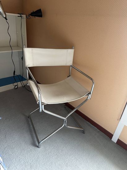 Chair made of chrome-plated tubing and white...