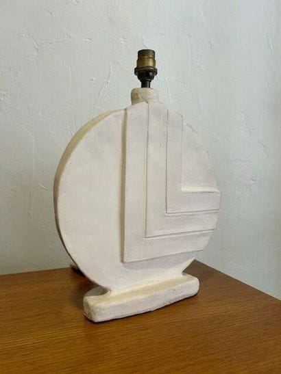 Pied de lampe en céramique crème à motifs...