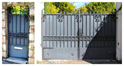 Un portail en fer forgé ouvrant par deux...