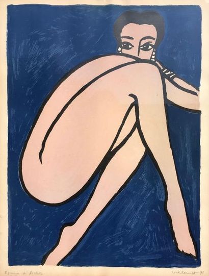 Bernard VILLEMOT (1911-1990)?Nu féminin accroupi...
