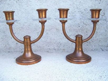 JUGENDSTIL 

Paire de bougeoirs électrifiés...