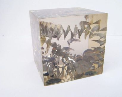 BODIN - Vers 1960

Cube presse-papier, résine...