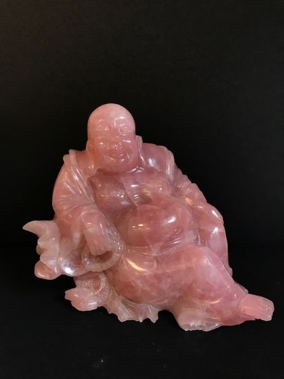 Sujet en quartz rose figurant un bouddha

Chine,...