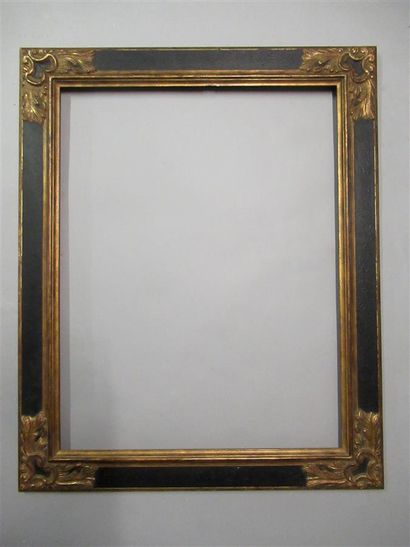 Cadre en bois et résine doré et peint en...