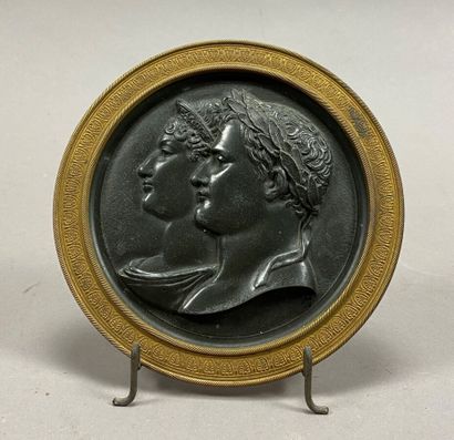 Gilt bronze medallion with effigies of 
