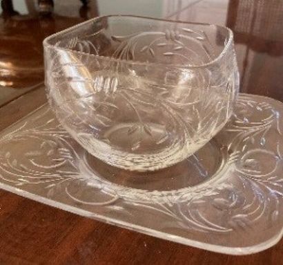 Napoleon III crystal finger bowl and saucer...