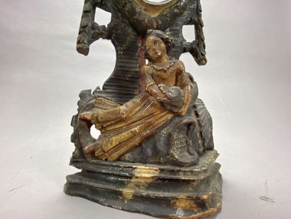 Painted wooden watch case, (ex reliquary)...