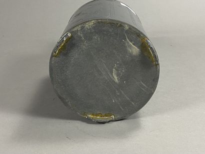 Covered pewter bowl with bamboo decoration...
