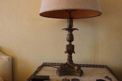 Pair of ormolu candelabra with triton and...