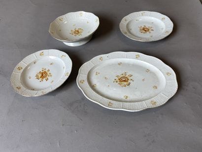 Hungarian white and yellow porcelain service...
