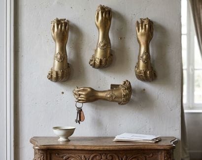 Suite de quatre applique murales en cuivre...