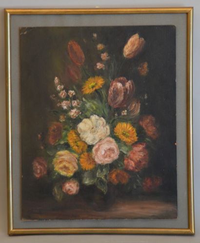 ECOLE CONTEMPORAINE
Bouquet de fleurs
Huile...
