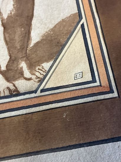 ECOLE 
Étude nue académique 
Lavis sur papier...