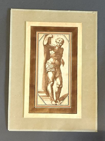 ECOLE 
Étude nue académique 
Lavis sur papier...