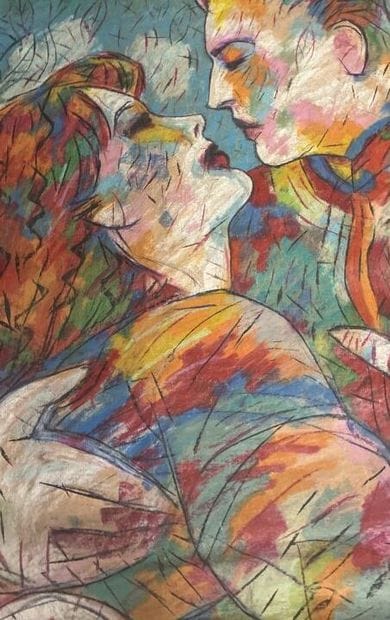 Serge DESCHAMPS 
Couple
Pastel et gras sur...