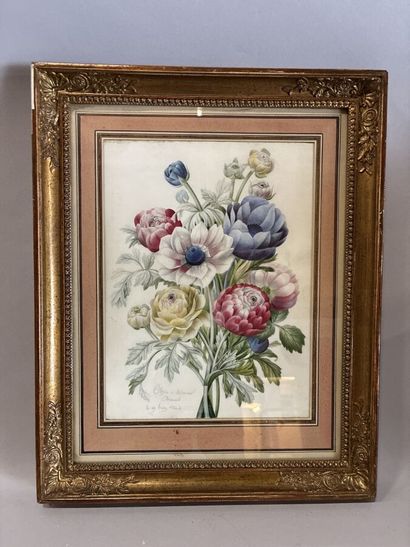 ECOLE FRANCAISE XIXe
Bouquet de fleurs 
Aquarelle...