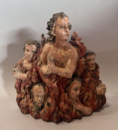 ESPAGNE - XVIIe
Les âmes au Purgatoire 
Sculpture...