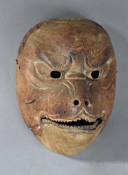 MASQUE de Kyogen en bois de cyprès, dont...