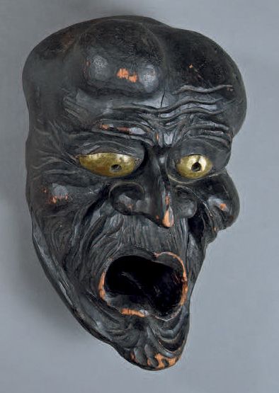 MASQUE populaire en bois teinté noir les...