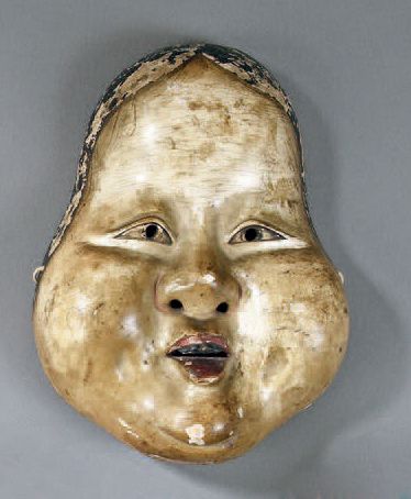 MASQUE de Kyogen en bois recouvert de gofun...