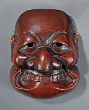MASQUE de Kyogen en bois recouvert de gofun...