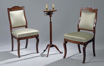 PAIRE DE CHAISES à dossier rectangulaire...