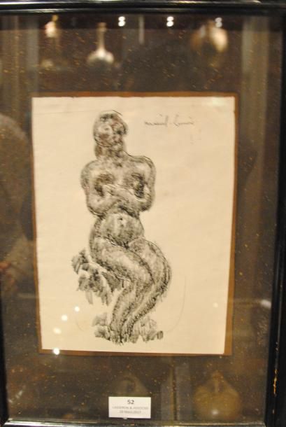 Marcel LENOIR (1872-1931)
Nu assis.
Plume...