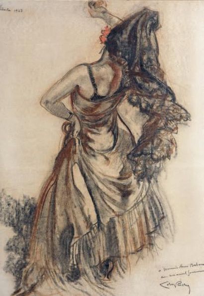 Alméry LOBEL-RICHE (1880-1950)
Danseuse sévillane.
Crayon,...