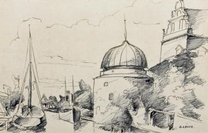 André LHOTE (1885-1962)
Bord de mer.
Plume...