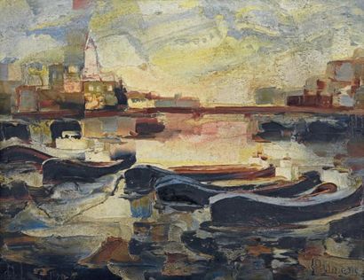 Paolo POLIMENO (1919-2007)
Le Pont.
Huile...