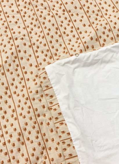 Pair of cream cotton and linen curtains with...