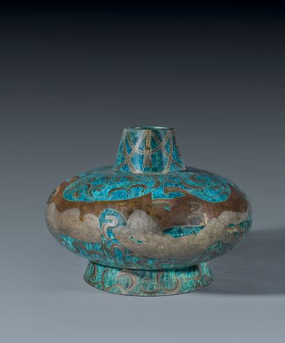 Brassware vase with wide body and narrow...