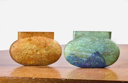 DAUM NANCY 
Two flattened ovoid vases with...