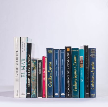 Lot of about 15 books on Paris, Spain, Japan:...