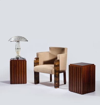 Two lamps:

Silver-plated metal and glass...