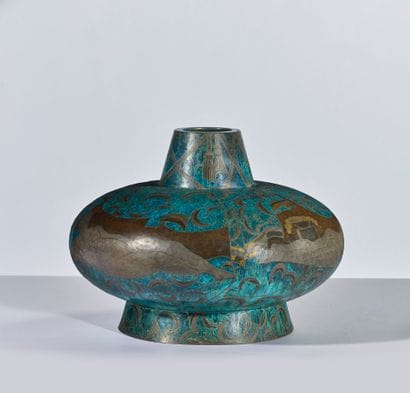 Brassware vase with wide body and narrow...