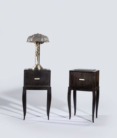 Two lamps:

Silver-plated metal and glass...