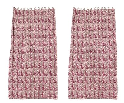 Pair of white cotton and linen curtains with...
