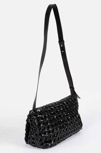 BOTTEGA VENETA 
Black lambskin woven mesh...