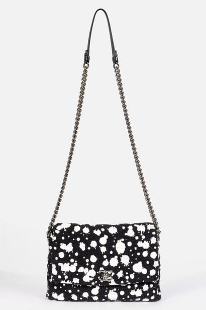 CHANEL 
30cm flap bag in black jersey printed...