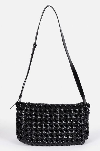 BOTTEGA VENETA 
Black lambskin woven mesh...