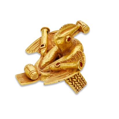 Bague zoomorphe en or 14K (585), Akan, Ghana,
Ornée...