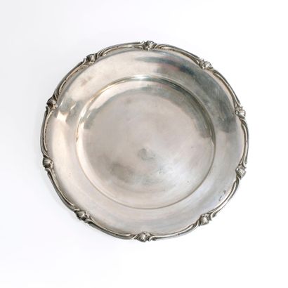 Centre de table en cristal, bordure en argent...
