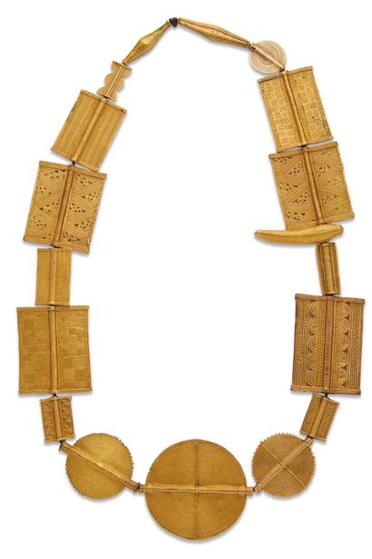 Important collier en or 14K (585) et 9K (375),...
