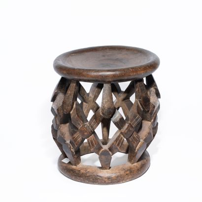 Tabouret traditionnel en bois, Bamileke,...