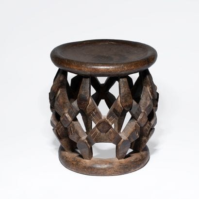Tabouret traditionnel en bois, Bamileke,...