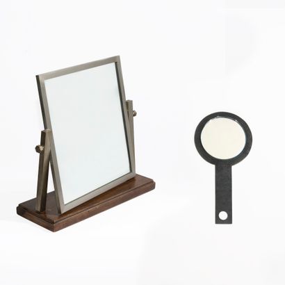 Miroir de table pivotant en métal et bois,...